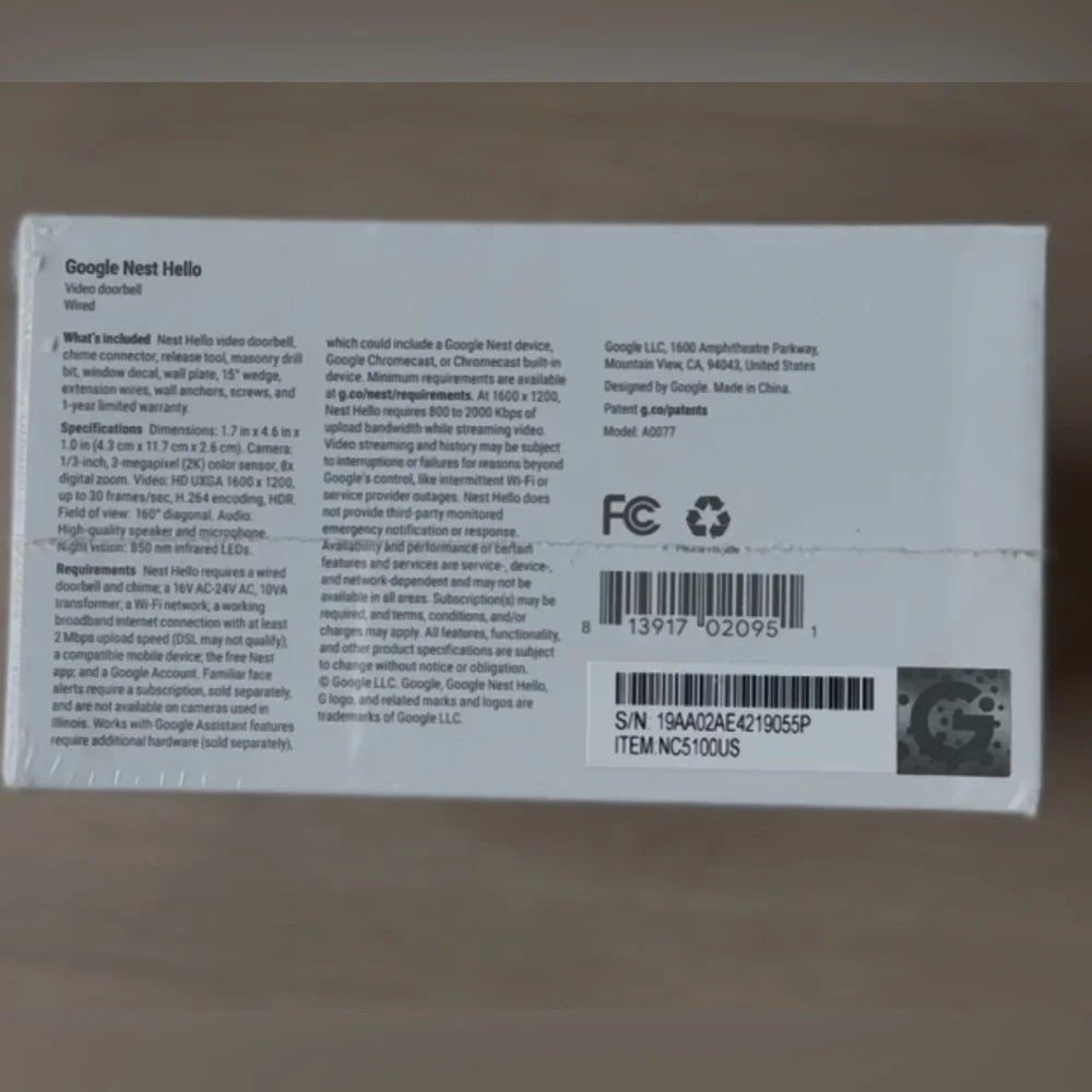 ⚡️Google Nest Hello Video Doorbell  Black - Picture 2 of 4